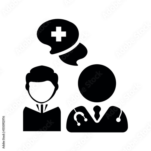 Doctor patient consultation icon vector design.	