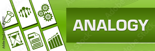 Analogy Green Business Symbols Background Text 