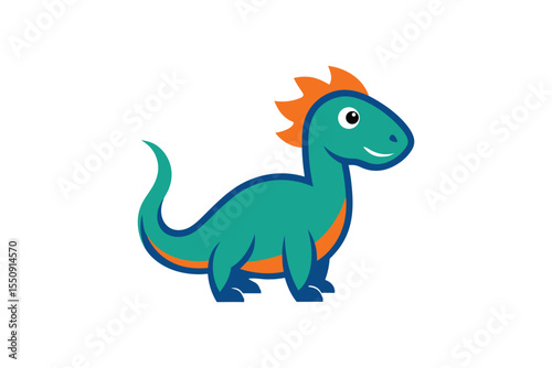 Friendly Dinosaur Mascot Logo Design for Kids Brand on White Background