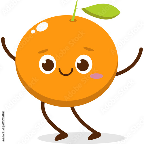Cute orange character kawai vector for orange mascot. happy face, winking eye,. smile	
