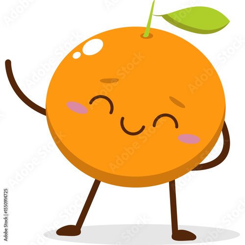 Cute orange character kawai vector for orange mascot. happy face, winking eye,. smile	
