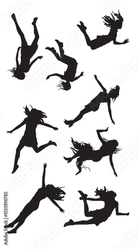 Wallpaper Mural set of falling people silhouettes. vector silhouettes of people falling from a great height. falling female silhouette Torontodigital.ca