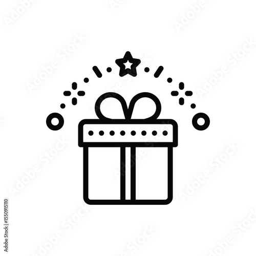 Black line icon for gift