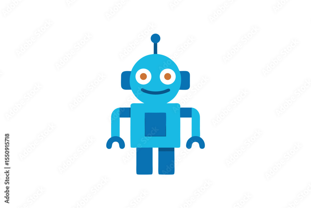Friendly Robot Toy Mascot Logo Design with Antennae Friendly Robot Toy Mascot Logo Design with Antennae