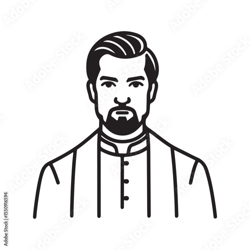 Line art of priest or pastor cartoon vector