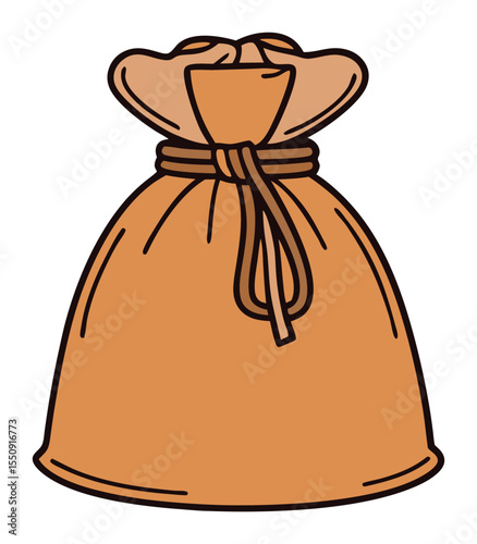 Drawstring burlap sack cartoon vector illustration