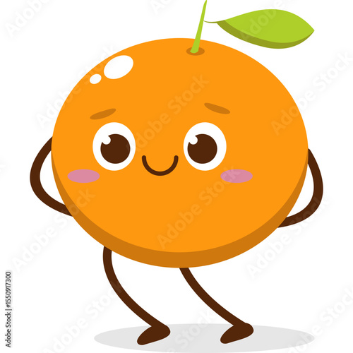 Cute orange character kawai vector for orange mascot. happy face, winking eye,. smile	
