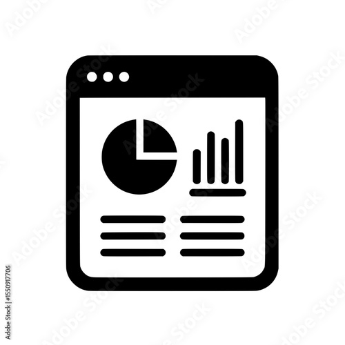 Icon of two overlapping web browser pages with profile and chart, representing analytics and content management.