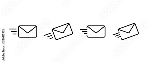 Send message outline icon set. Email, mail envelope sign symbol