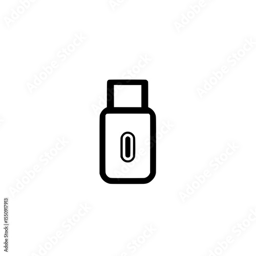 Minimal black icon of a USB flash drive with a centered port, representing digital file management or portable data.