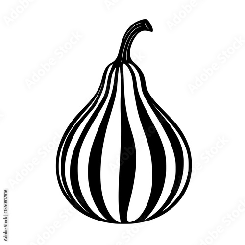 Outline icon of an onion bulb with layered stripes and pointed tip, representing vegetables or cooking ingredients.