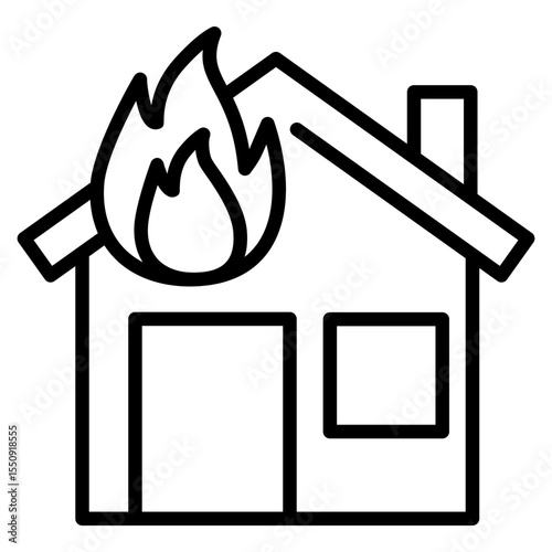 House On Fire Icon Single Vector Collection 