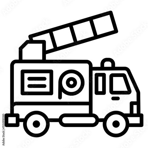 Fire Truck Icon Single Vector Collection 