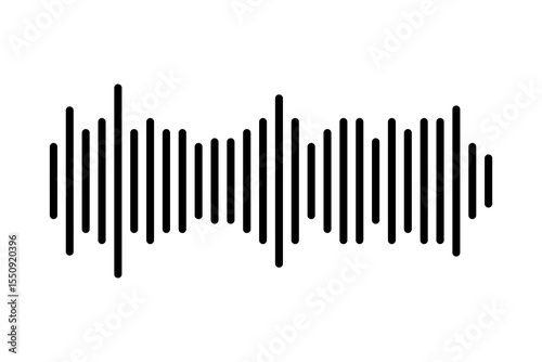 Black sound wave vector icon representing audio frequency or digital voice signal. Simple and minimal design.