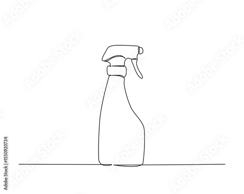 Spray bottle outline drawing illustration. one continuous line drawing of Spray cleaner bottle.