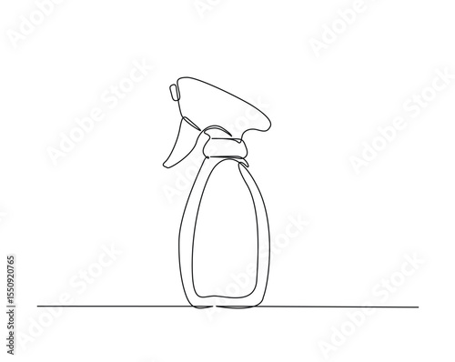 Spray bottle outline drawing illustration. one continuous line drawing of Spray cleaner bottle.