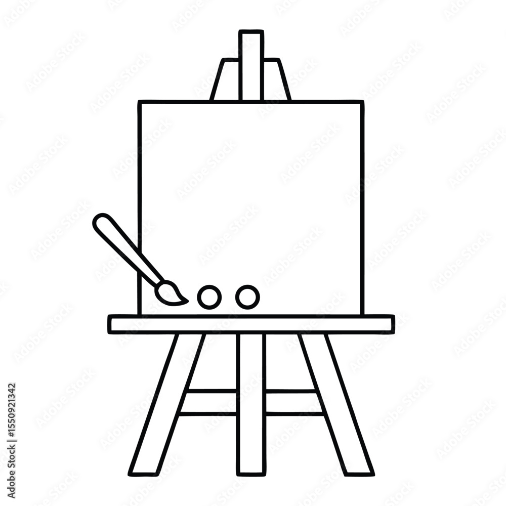 wooden easel with blank canvas