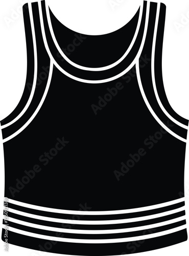 Silhouette of a sleeveless basketball jersey with striped accents, minimal design