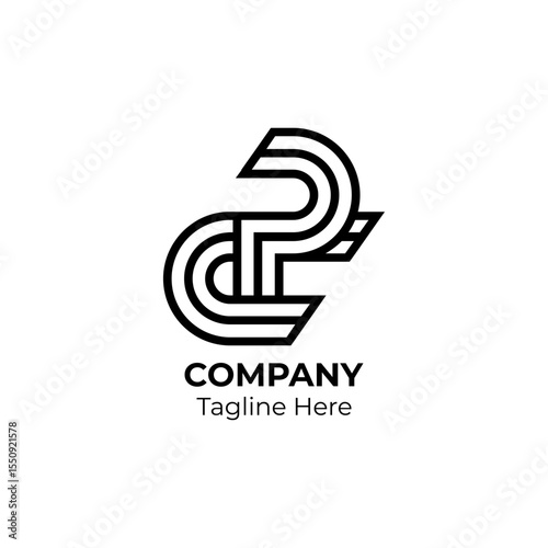 CP or PC letter initial monogram logo design. Initial uppercase letter logo CP or PC monogram shape.