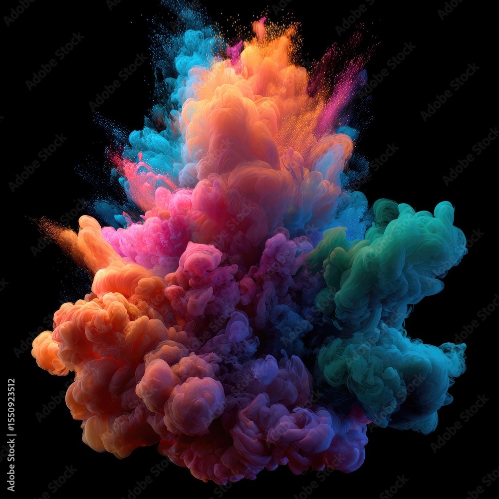 Fototapeta premium Colorful ink explosion against black