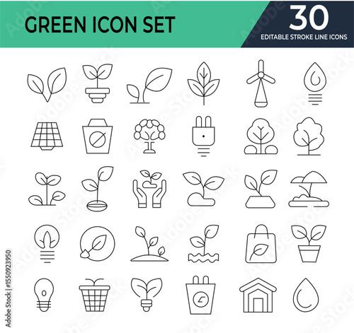 Wallpaper Mural Green city icon set editable stroke line Sustainable development. Contains such icons as renewable energy containing Energy Harvesting,Green City,Geothermal,Solar Power,Industries Electricity Torontodigital.ca