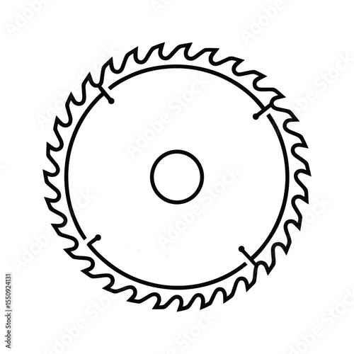 Circular Saw Blade Detailed Black and White Line Art Image