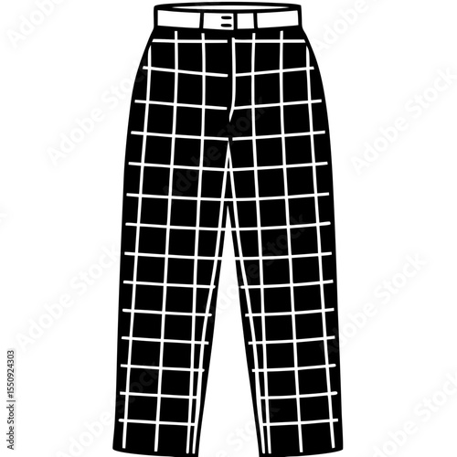 Grid Pattern High-Waisted Slacks Vector