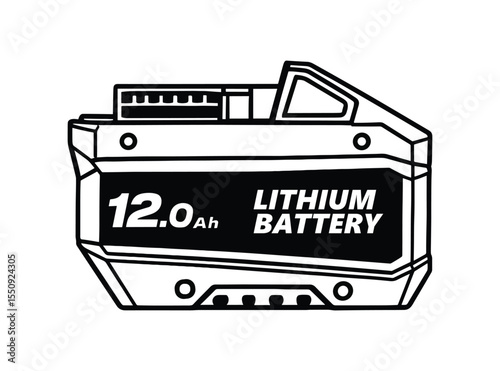 Lithium Battery 12.0Ah Power Supply Outline Drawing Icon
