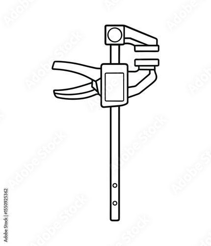 Handy ratchet bar clamp tool in precise vector outline