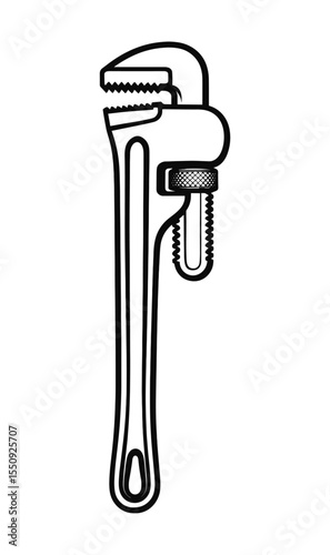 Outline of a pipe wrench tool for plumbing work and repair