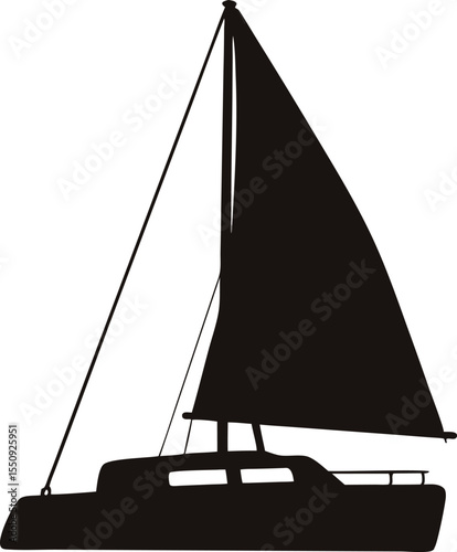 catamaran boat silhouette vector, sailboat black symbol