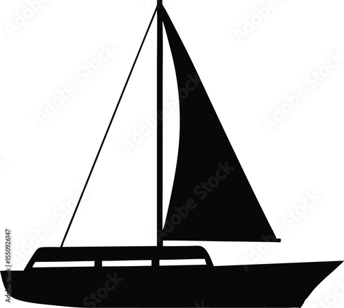 catamaran boat silhouette vector, sailboat black symbol
