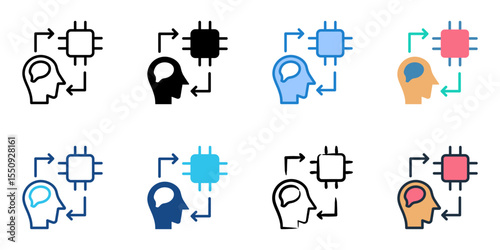 Brain Machine Interfaces icon set multiple style collection 
