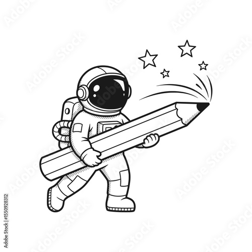Astronaut floating freely in outer space with arms spread open – Vector Illustration