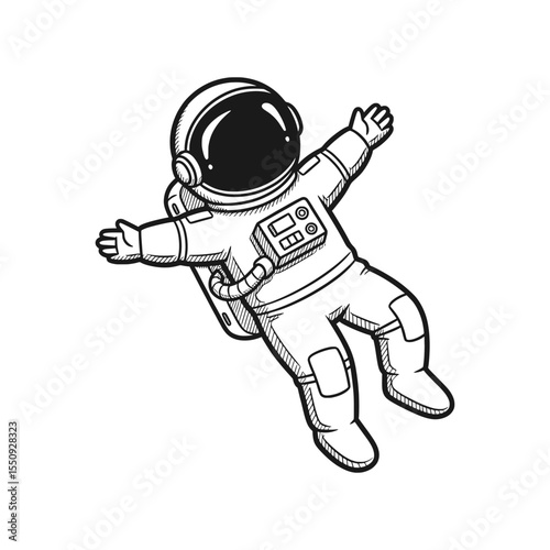 Astronaut puzzled while analyzing map during space travel – Vector Illustration