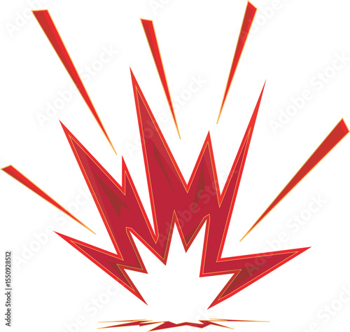 Red comic-style explosion vector with sharp angular bursts and crack lines. Ideal for dynamic action scenes, game effects, or pop art designs.
