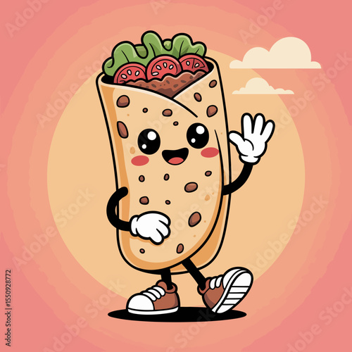 Cartoon Burrito Character in Landscape