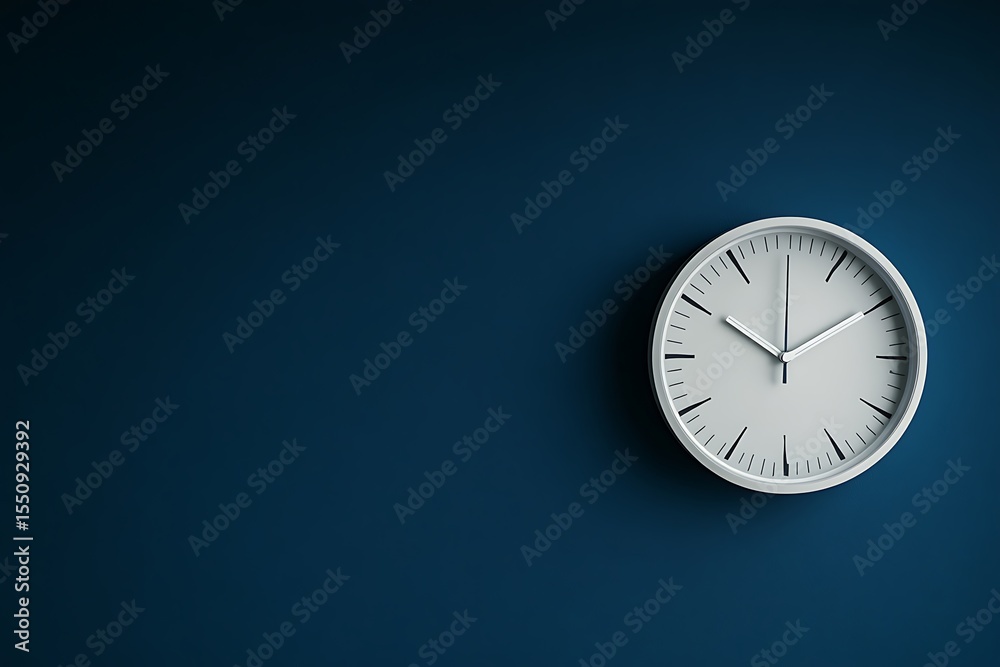 custom made wallpaper toronto digitalWhite clock with a simple design mounted on a dark blue wall background