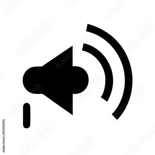Black vector icon of a speaker emitting sound waves, symbolizing volume, sound level, or audio output settings.
