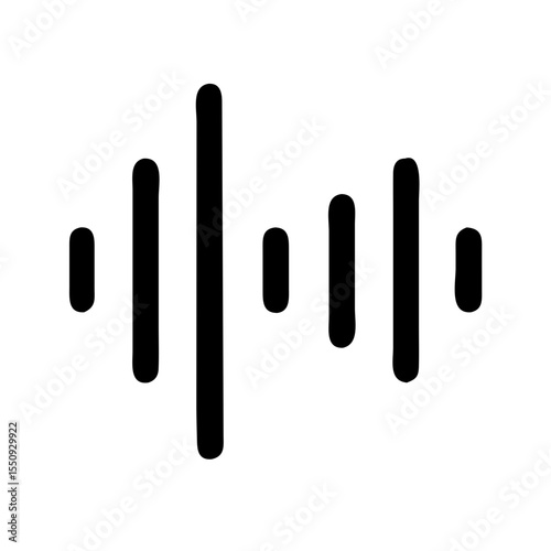 Minimal black icon of a sound wave, representing audio signals, voice recognition, or digital sound processing.
