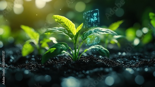 A futuristic AI gardening assistant that monitors plant health via holograms