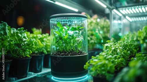 A futuristic AI gardening assistant that monitors plant health via holograms