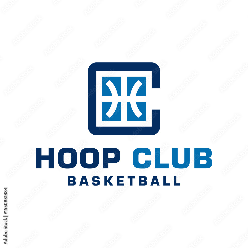 Fototapeta premium basketball court box logo with letter HC