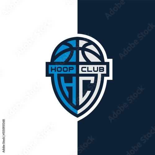 basketball sports shield logo with letter HC