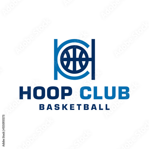 basketball sports monogram logo with letter HC