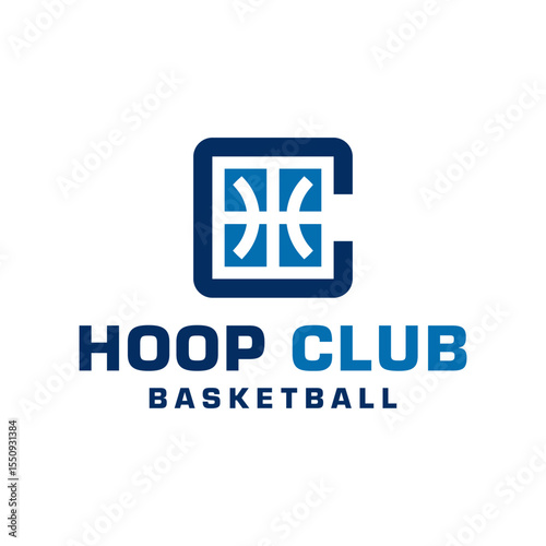 basketball court box logo with letter HC