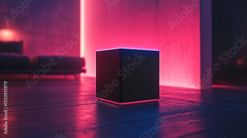 A voice-controlled AI cube acting as a personal futuristic assistant 