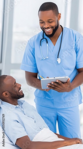 Doctor consulting patient hospital bed