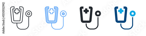 Health Icon Set Multiple Style. Designed In Outline, Blue, Glyph, Dual Tone
