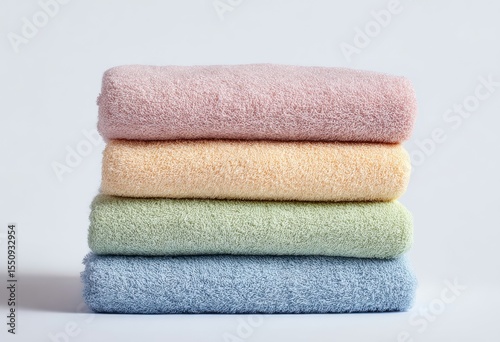 Stacked pastel-colored towels